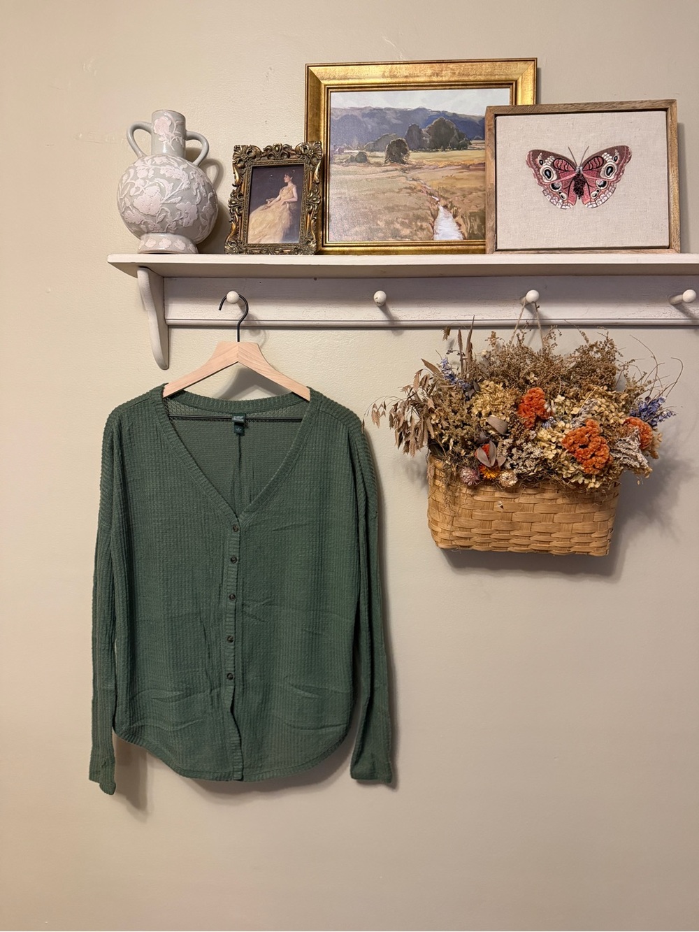 wild fable Olive Green Button-Down Waffle Knit Top
